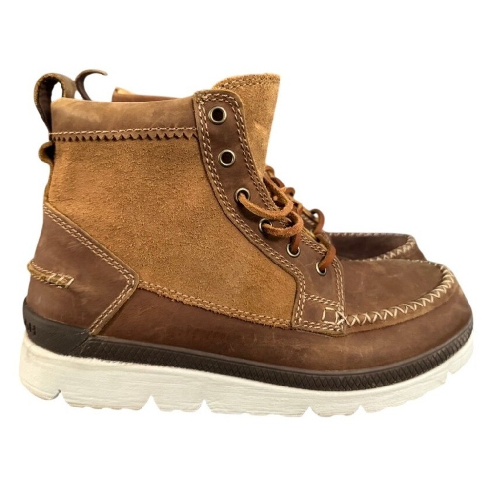 Manitobah Mukluks Brown Leather Suede Moc Toe Lace Up Ankle Boots Mens 10.5